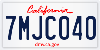 CA license plate 7MJC040