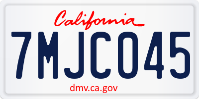 CA license plate 7MJC045