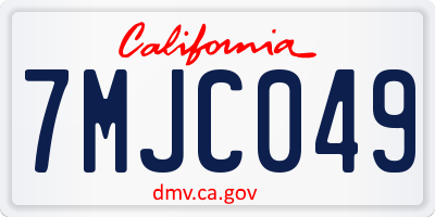 CA license plate 7MJC049