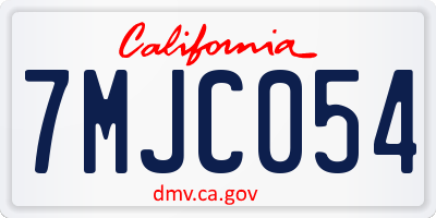 CA license plate 7MJC054