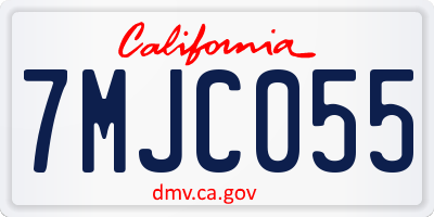 CA license plate 7MJC055