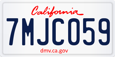 CA license plate 7MJC059