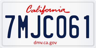 CA license plate 7MJC061