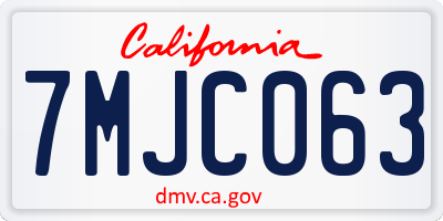 CA license plate 7MJC063