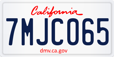 CA license plate 7MJC065