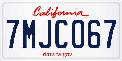 CA license plate 7MJC067