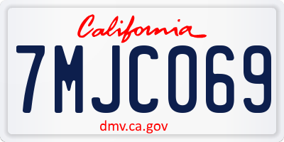 CA license plate 7MJC069