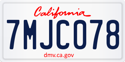 CA license plate 7MJC078