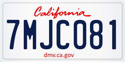 CA license plate 7MJC081