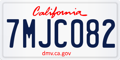 CA license plate 7MJC082
