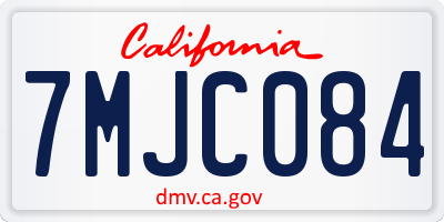 CA license plate 7MJC084