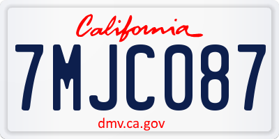 CA license plate 7MJC087