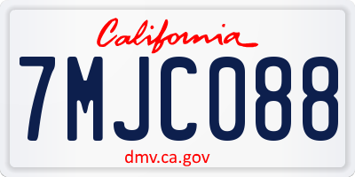 CA license plate 7MJC088