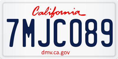 CA license plate 7MJC089
