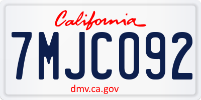 CA license plate 7MJC092