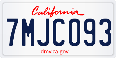 CA license plate 7MJC093