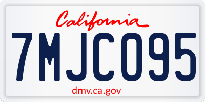 CA license plate 7MJC095