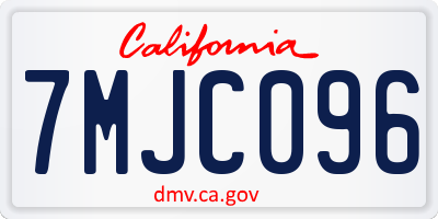 CA license plate 7MJC096