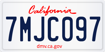 CA license plate 7MJC097