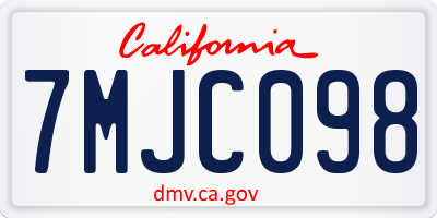 CA license plate 7MJC098