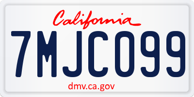 CA license plate 7MJC099