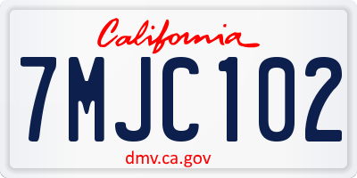 CA license plate 7MJC102