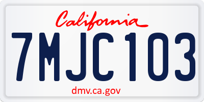 CA license plate 7MJC103