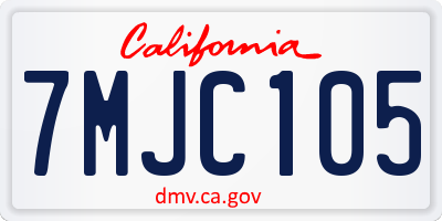 CA license plate 7MJC105