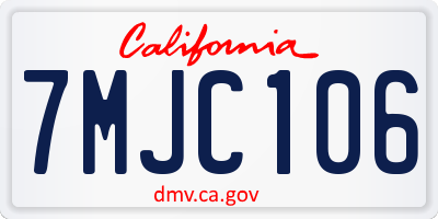 CA license plate 7MJC106