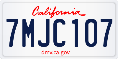 CA license plate 7MJC107