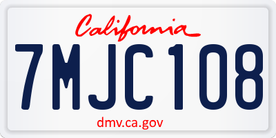 CA license plate 7MJC108