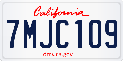 CA license plate 7MJC109