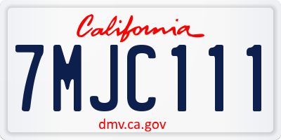 CA license plate 7MJC111