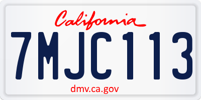 CA license plate 7MJC113
