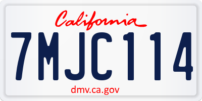CA license plate 7MJC114