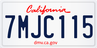 CA license plate 7MJC115