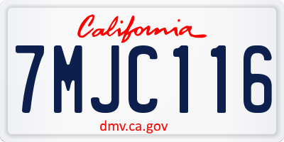 CA license plate 7MJC116