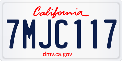 CA license plate 7MJC117