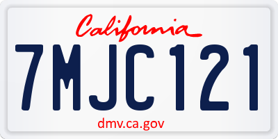 CA license plate 7MJC121