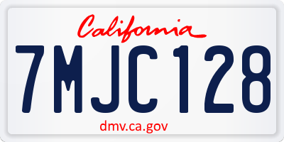 CA license plate 7MJC128
