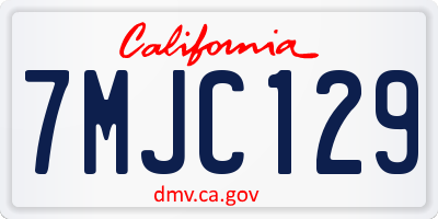 CA license plate 7MJC129