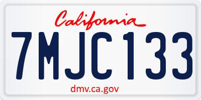 CA license plate 7MJC133