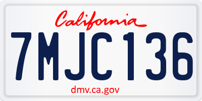 CA license plate 7MJC136