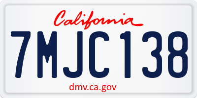 CA license plate 7MJC138