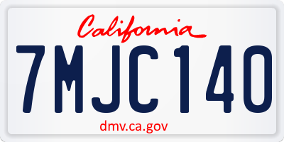 CA license plate 7MJC140
