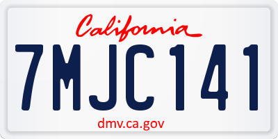 CA license plate 7MJC141