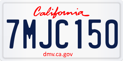 CA license plate 7MJC150