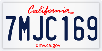 CA license plate 7MJC169