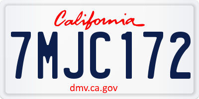 CA license plate 7MJC172