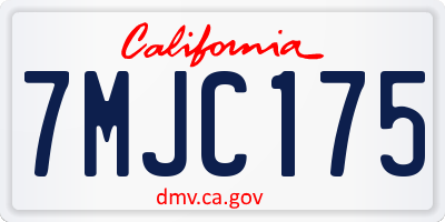 CA license plate 7MJC175